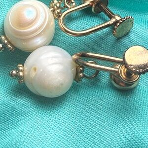 Elegant Gold and Pearl Clip-On Earrings